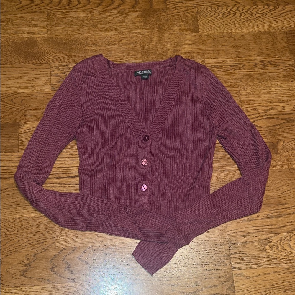 Wild Fable Ribbed Plum Cardigan